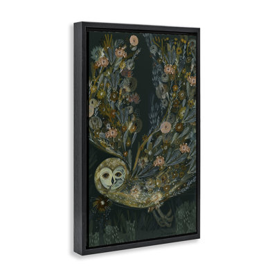 Floral Folk Barn Owl Floating Frame, design by Kay Widdowson