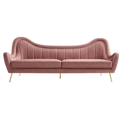 Coder Channel Tufted Performance Velvet Sofa In Dusty Rose