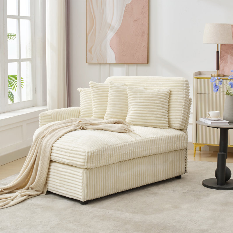 Chaise longue rembourrée avec coussin, Orienté à droite, Beige