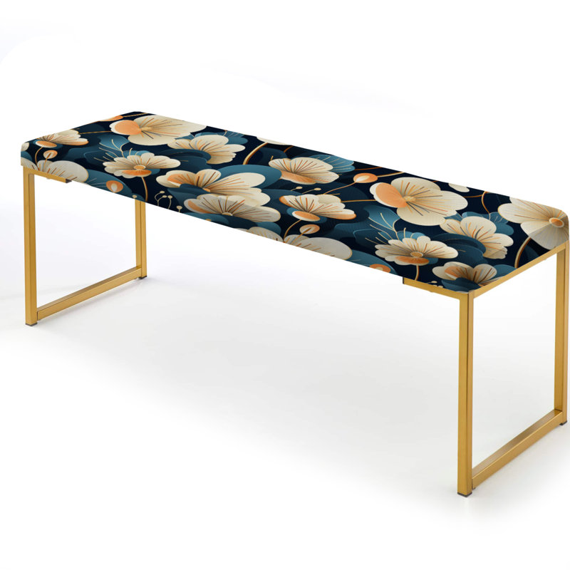 Banc rembourré or, Beige And Teal Floral Elegance Fantasy