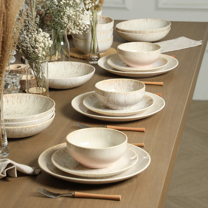 Stone Lain Riley 16-Piece Dinnerware Set Stoneware, Beige