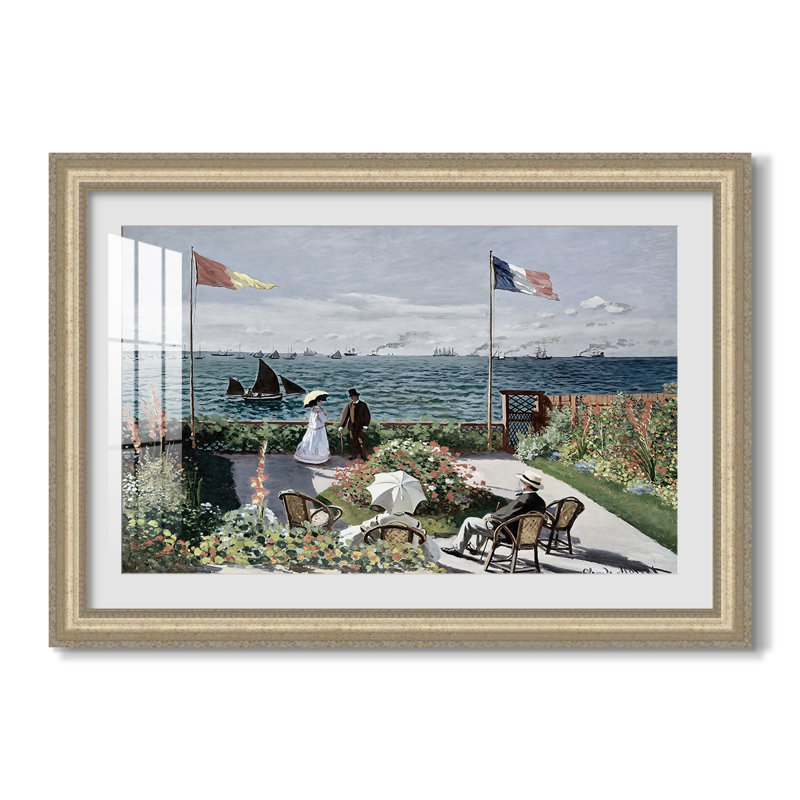 Jardin à Sainte-Adresse, 1867 - Claude Monet - Toile encadrée sur mesure, Feuille de champagne en relief, Oui, 24 x 34