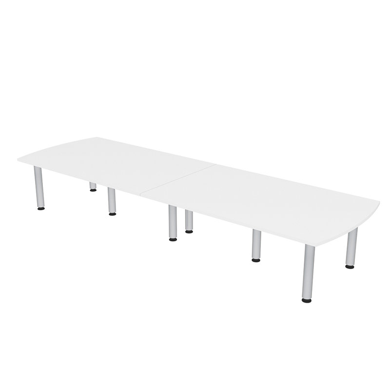 Table de conférence rectangulaire Arc avec pieds, Argent, L 60 po x l 36 po, Blanc classique