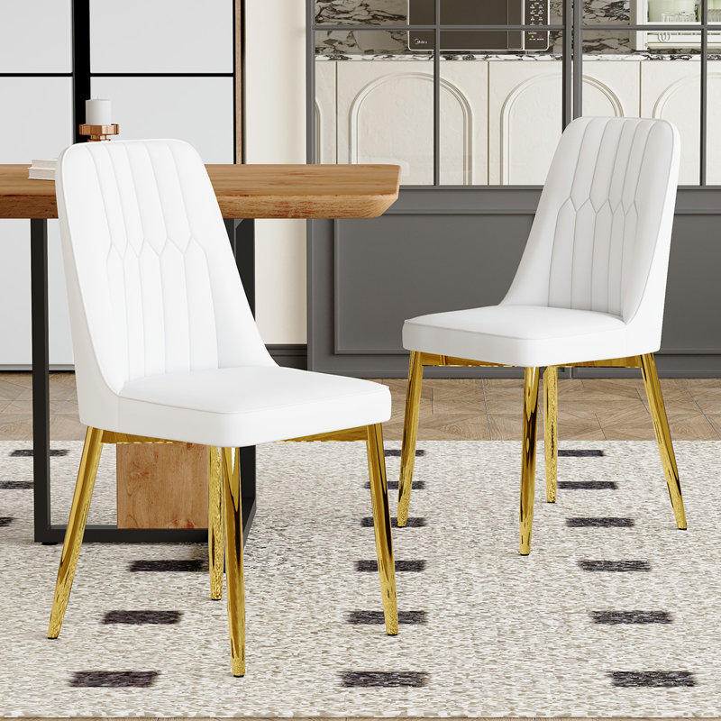 Ensemble de chaises de salle à manger Modern, Blanc, 2, Doré