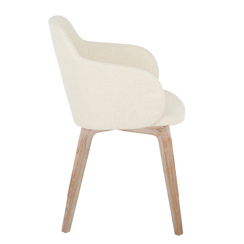 Beige Upholstered Wood Arm Chair Set of 2