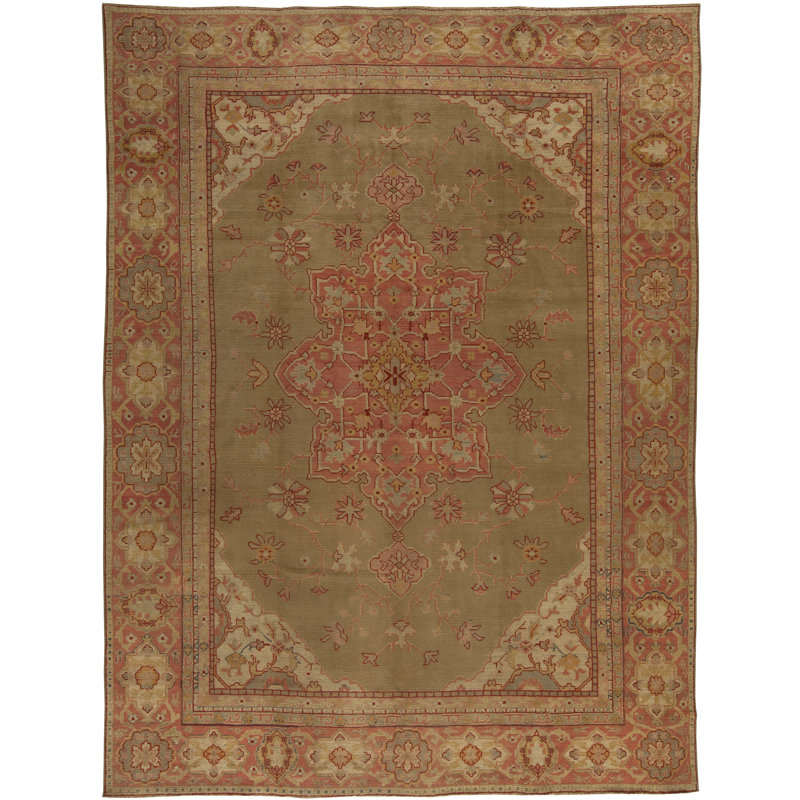 Tapis traditionnel turc Oushak 9 pi 6 po x 12 pi 7 po Antique