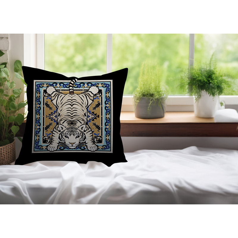 Oreiller carré réversible intérieur / extérieur Gibo Tiger, Bleu, Carré 15 po