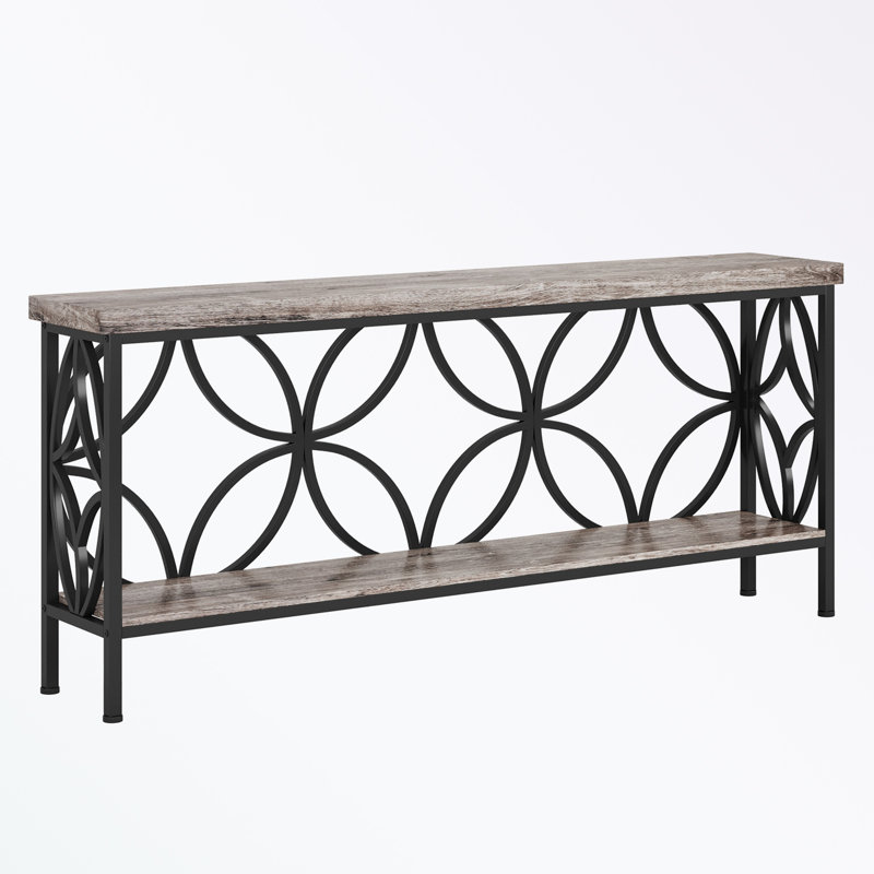Console Table with Open Storage Shelves and metal legs