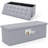43 Inches Folding Storage Ottoman Bench with Side Pocket Storage Chest Dark Gray-851236412