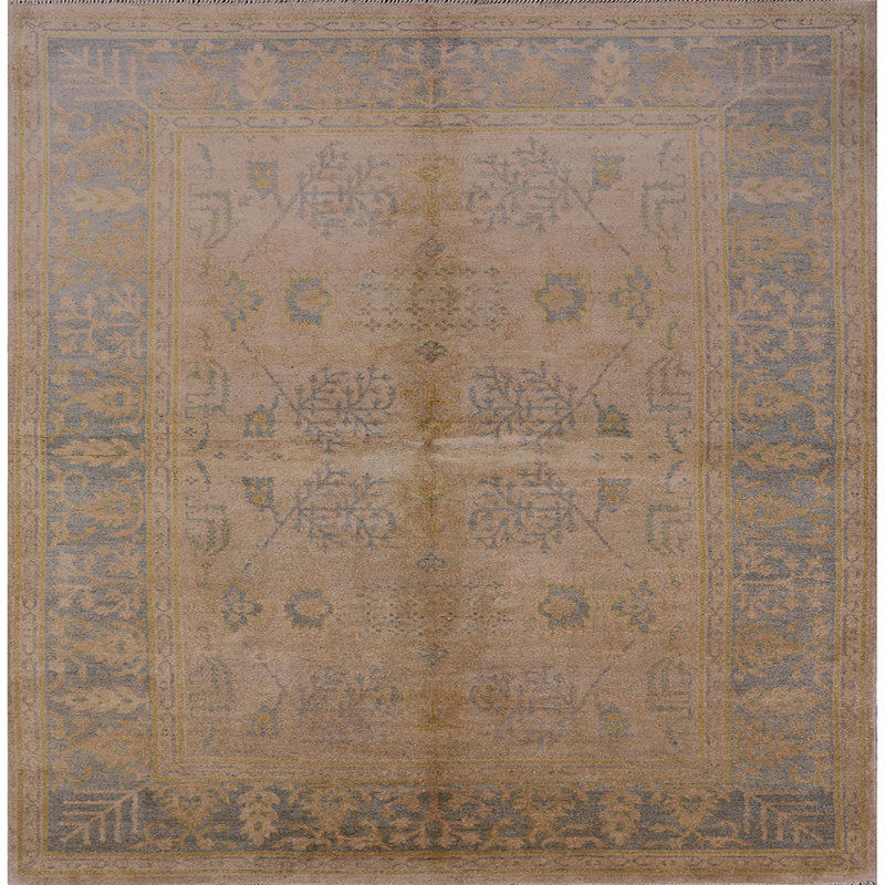 Tapis à motif oriental brun clair, Carré 7 pi