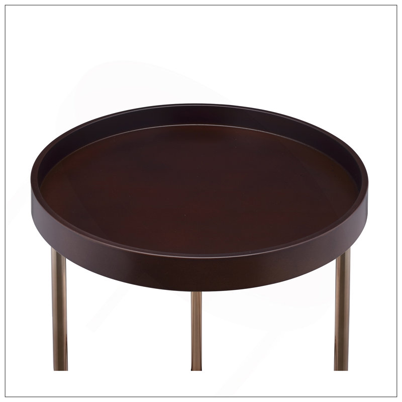 Genoa Round Tray Table With Metal Frame, Espresso
