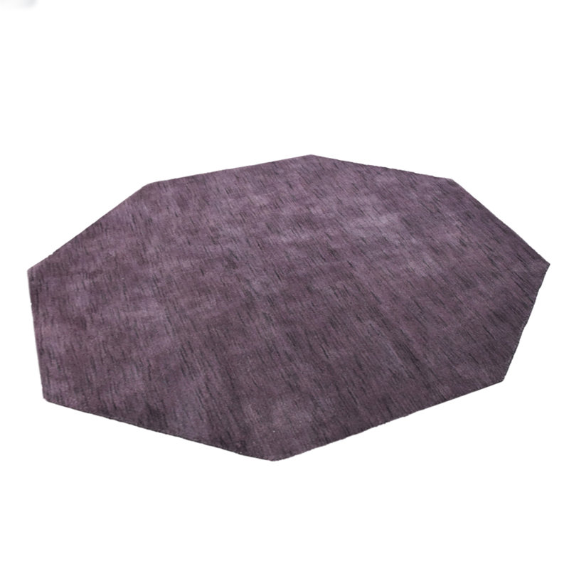 Tapis écologiques en laine nouée à la main de style tissé à la main Manns - Octogone, couleur mauve, motif uni uni, tapis épais antidérapants faits à la main pour salon, chambre à coucher