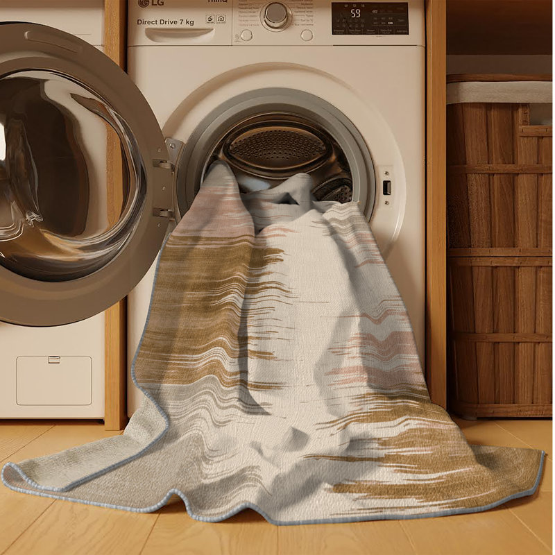 Tapis gris aquarelle lavable à la machine, Rectangulaire 8 pi x 10 pi