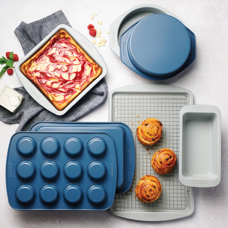Ensemble de plaques de cuisson en céramique 8 pièces de qualité supérieure, antiadhésives pour biscuits, pains, gâteaux, brownies et muffins