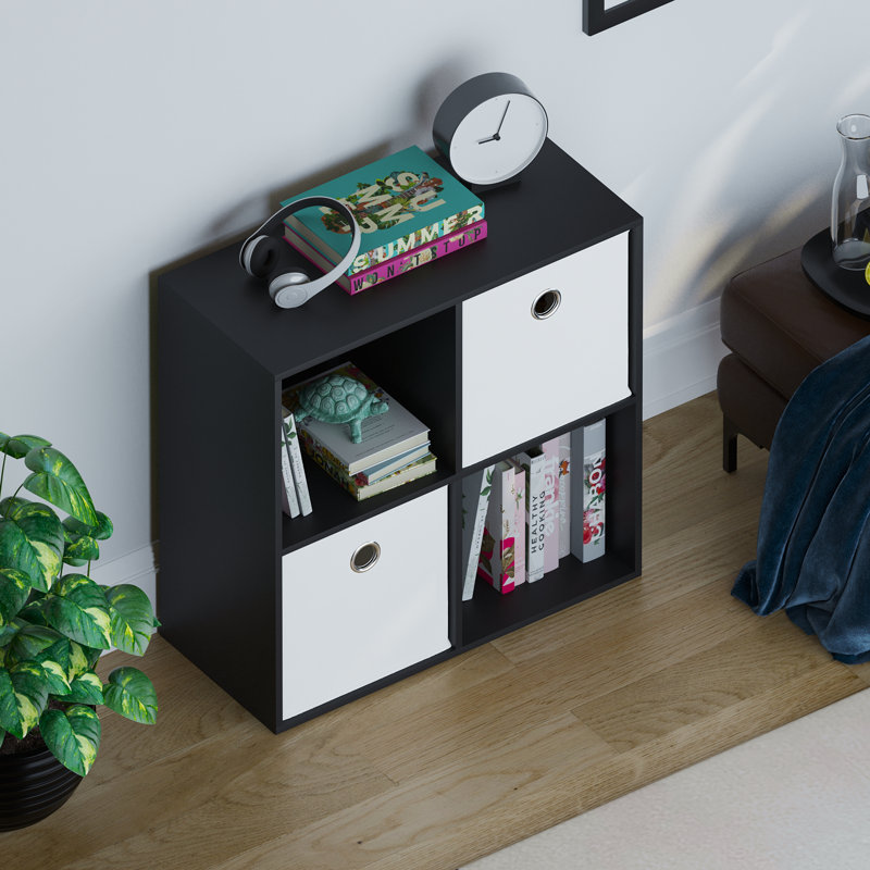Herculano 64.5cm H x 65cm W Cube Bookcase, Black/White