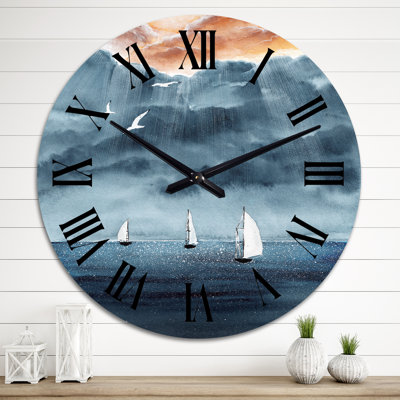 Horloge murale blanche nautique et côtière