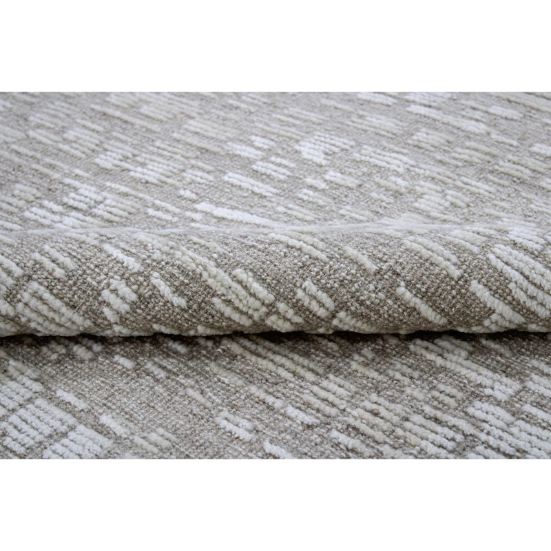 Tapis crème noué à la main de haute qualité, Rectangle 8 pi x 10 pi