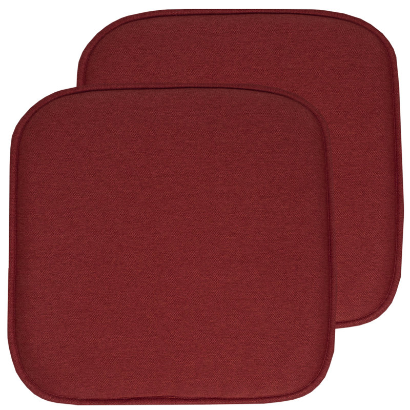 Charlotte Jacquard Memory Foam No Slip Back 16" x 16" Chair Pad Cushion, Wine, 2-Pack