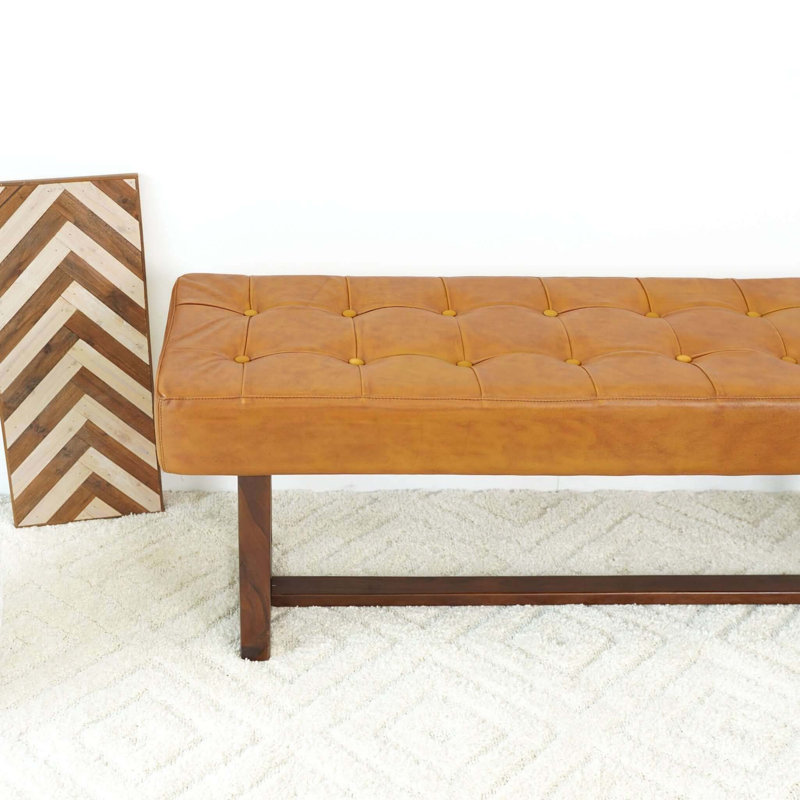 Banc en cuir brun clair Cameron