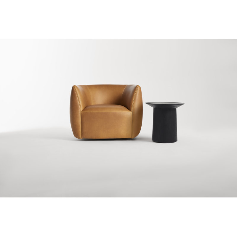 Council Leather Swivel Barrel Chair, Butterscotch Genuine Leather