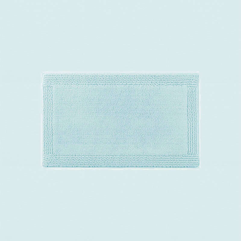 1 tapis de bain réversible 100% coton touffeté 3000 g / m², Bleu, L 44 po x l 24 po