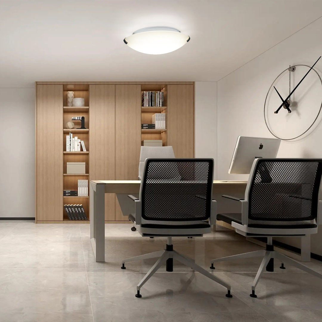 Cadorette 2-Pack 13 Inch LED White Ceiling Light with Glass Shade, 3000K/4000K/5000K Adjustable Flush Mount Fixture (Set of 2) Wrought Studio™