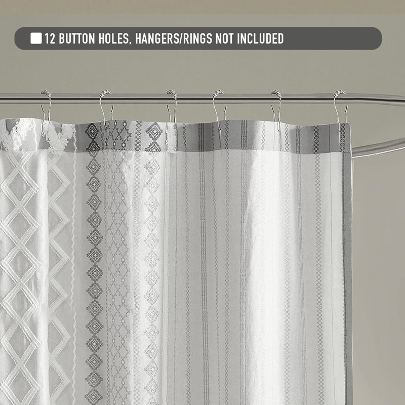 Ahnaish Cotton Shower Curtain, Grey