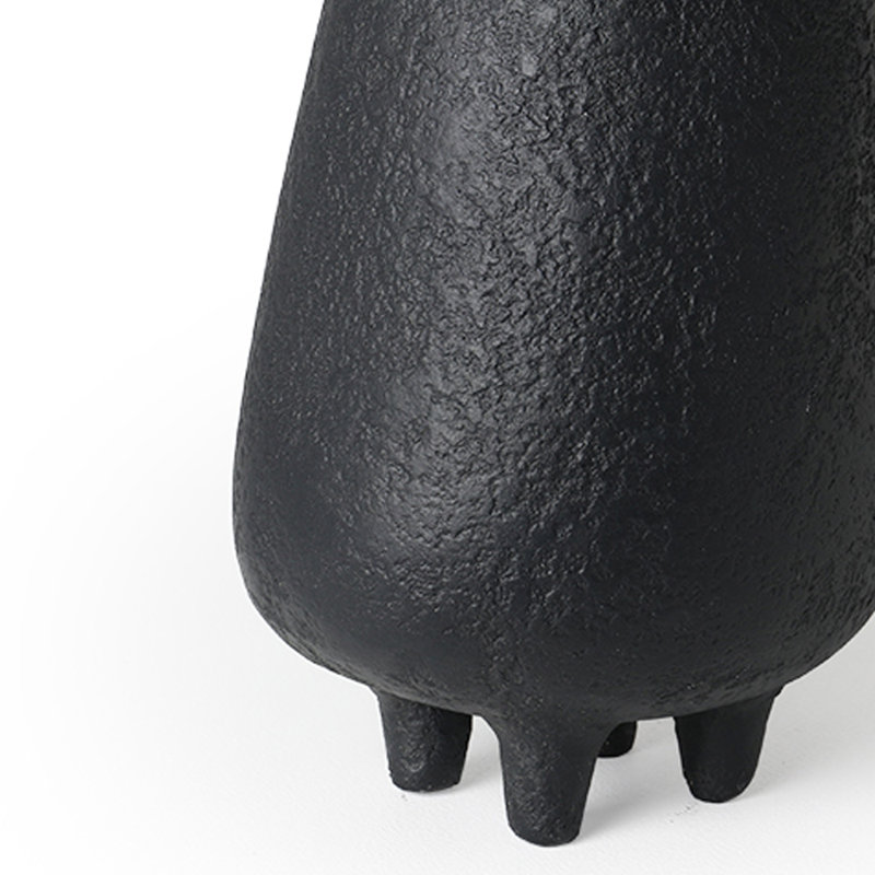 Black Matte Ceramic Table Vase with Four Legs