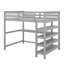 Lit mezzanine double avec tablettes et bureau-432229444