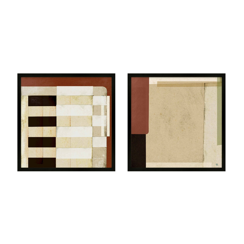 City Scape 2,3 Set of 2 by Marco Marella for Studio M - Framed Wall Art, Framed Print Paper without Mat, 24" H x 24" W, Black