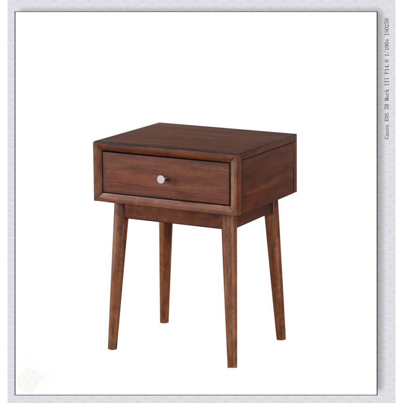 Table de bout de style moderne avec tiroir, finition brune, mobilier de salon durable et élégant