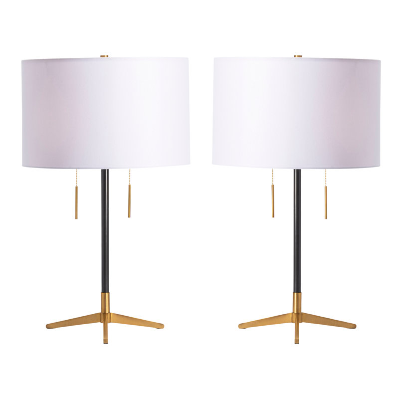 26.5" Metal Table Lamp With White Shade