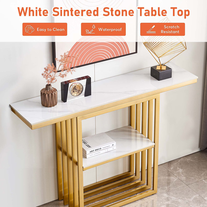 Hanif 47.2'' Console Table, Gold