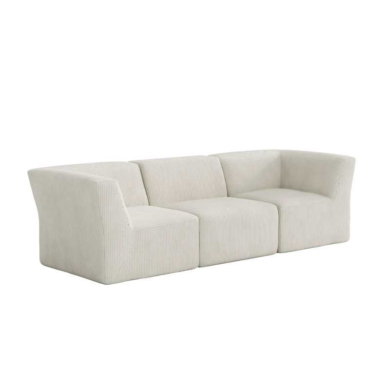 3 Seater Corduroy Seating Component, Beige Corduroy