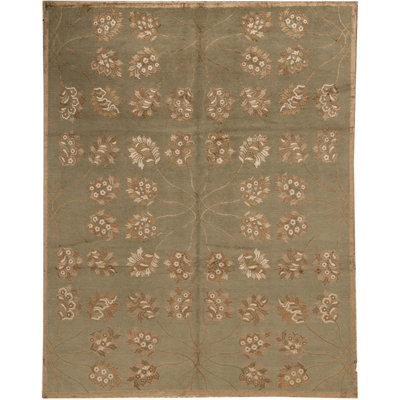 Hand-Knotted High-Quality Green Area Rug