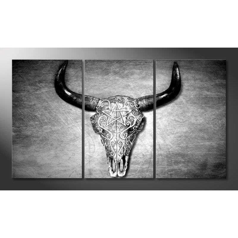Black And White Head - Wrapped Canvas Print, 100 cm H x 180 cm W, 3-piece canvas set