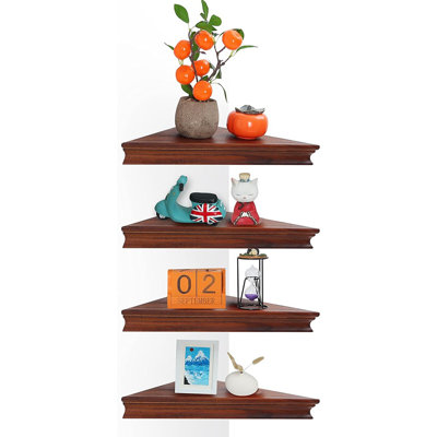 Corner Floating Shelf For Wall Set Of 4,Triangular Corner Shelve...