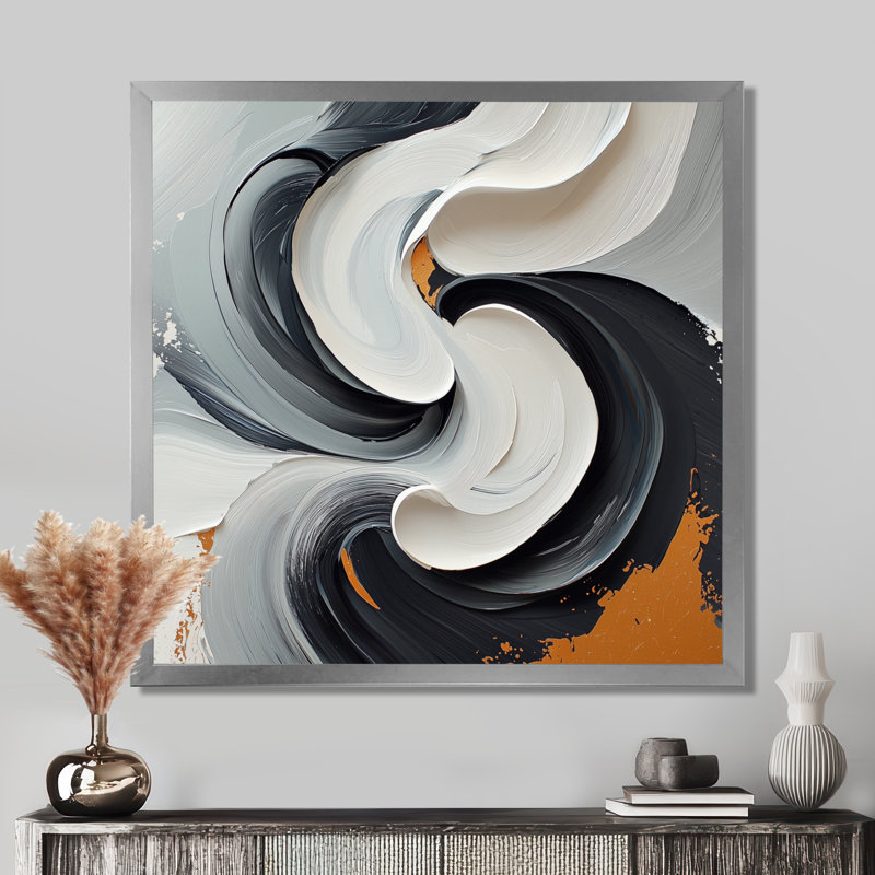 «Nyonna Abstract Perspectives Of The Dark And The Light IV» - Art mural moderne transitionnel abstrait, H 36 po x l 36 po