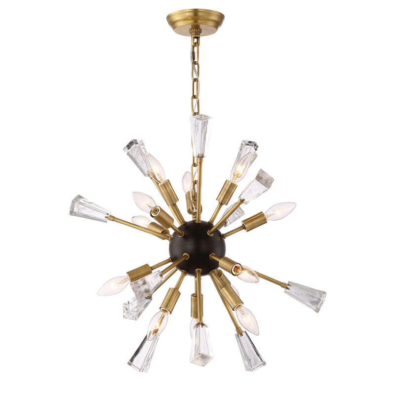 Lustre sphérique Spoutnik 12 lumières Luiza, Laiton vieilli / noir mat