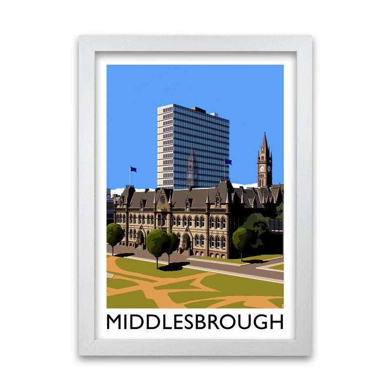 Middlesbrough by Richard O'Neill - Single Picture Frame Print, White, 42 cm H x 29.7 cm W