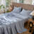 MooMee Flat Sheet 100% Washed Cotton Linen Like Textured Breathable Lightweight-107894582-107894587