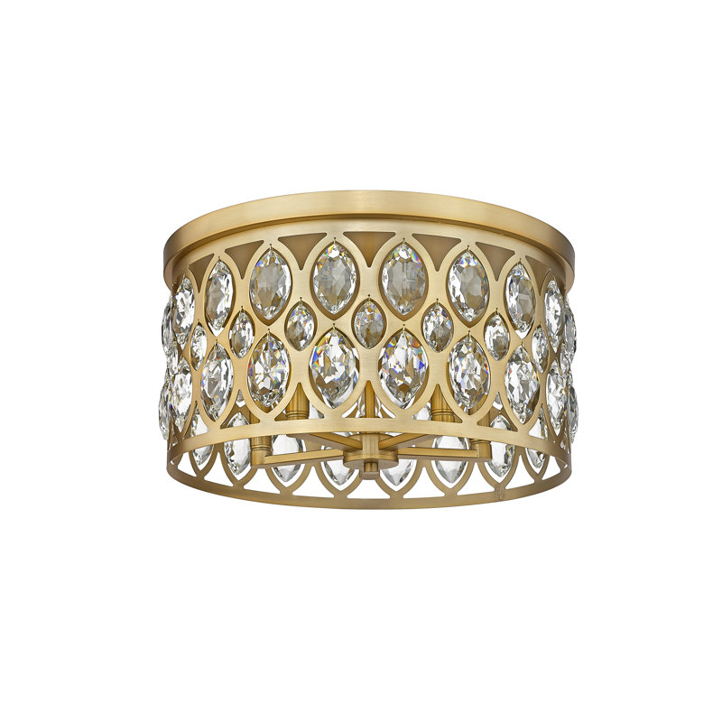 Plafonnier encastré en cristal Fredric, Laiton antique