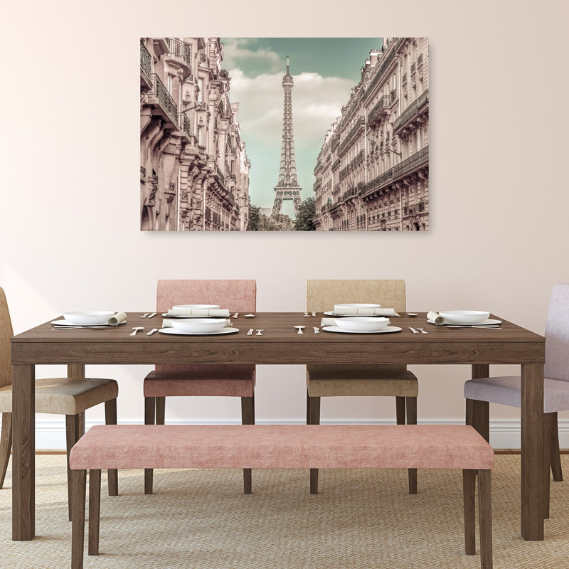 Iconic Paris Eiffel View Retro Vintage Abstract Architecture City Wall Art Print, 32" H x 48" W