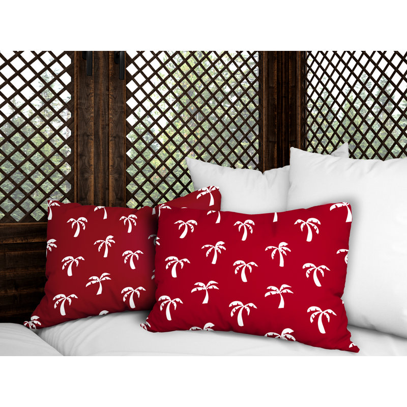 Polyester / Mélange de polyester Housse de coussin rectangulaire intérieure / extérieure lombaire et insert, Rouge