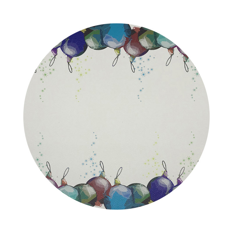 Xmas Ornaments White Vegan Leather Round Coasters