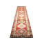 Tapis de couloir unique en laine noué à la main des années 1960 de 2 pi 11 po x 12 pi 9 po en rouge / beige