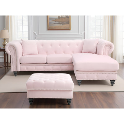 Canapé modulaire réversible en velours avec repose-pieds Swansea