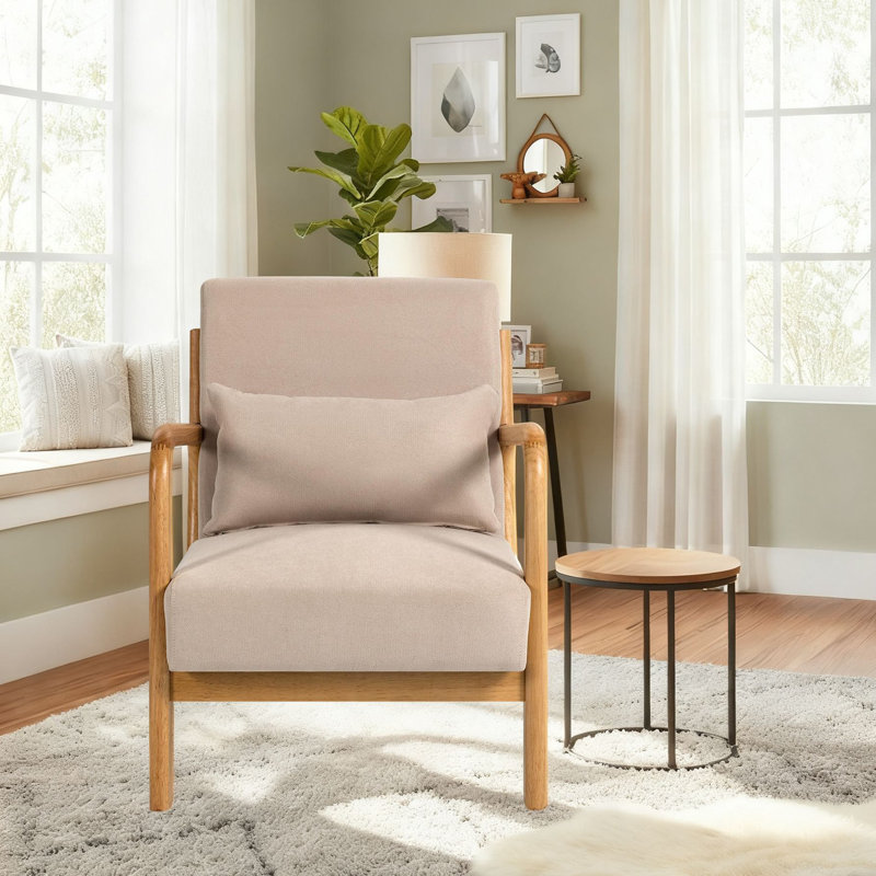 Chaise de réception rembourrée Mid-Century, Beige