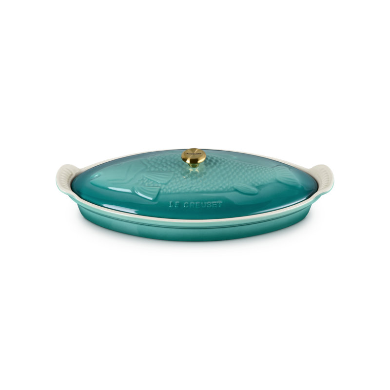 Le Creuset Stoneware Heritage Fish Baker, 1.7 Qt. - Blue Riviera
