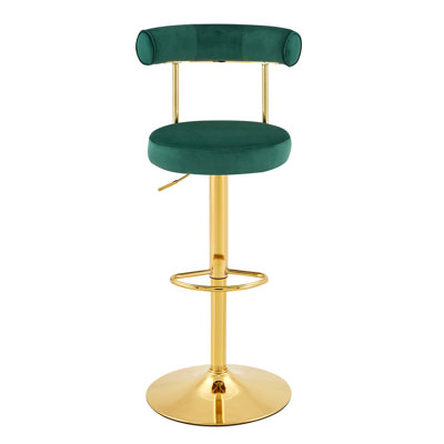 Chaise de bar pivotante rembourrée en velours doux avec pieds dorés électrolytiques - Ensemble de 2 tabourets de bar pour salle à manger, salon, café, réception